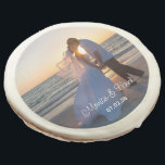 Personalized Wedding Photo Sugar Cookie<br><div class="desc">Sugar cookies with your wedding photo and text with your anniversary date.
Add your own text to create a personalized touch. 
You can customize the font style,  size and color as needed to match your photo.</div>