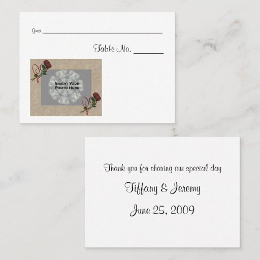 Customizable Personalized Wedding Photo Table Place Cards #1 Business Card