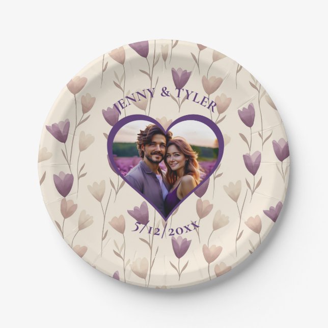 Personalized Wedding | Photo Template Paper Plates (Front)