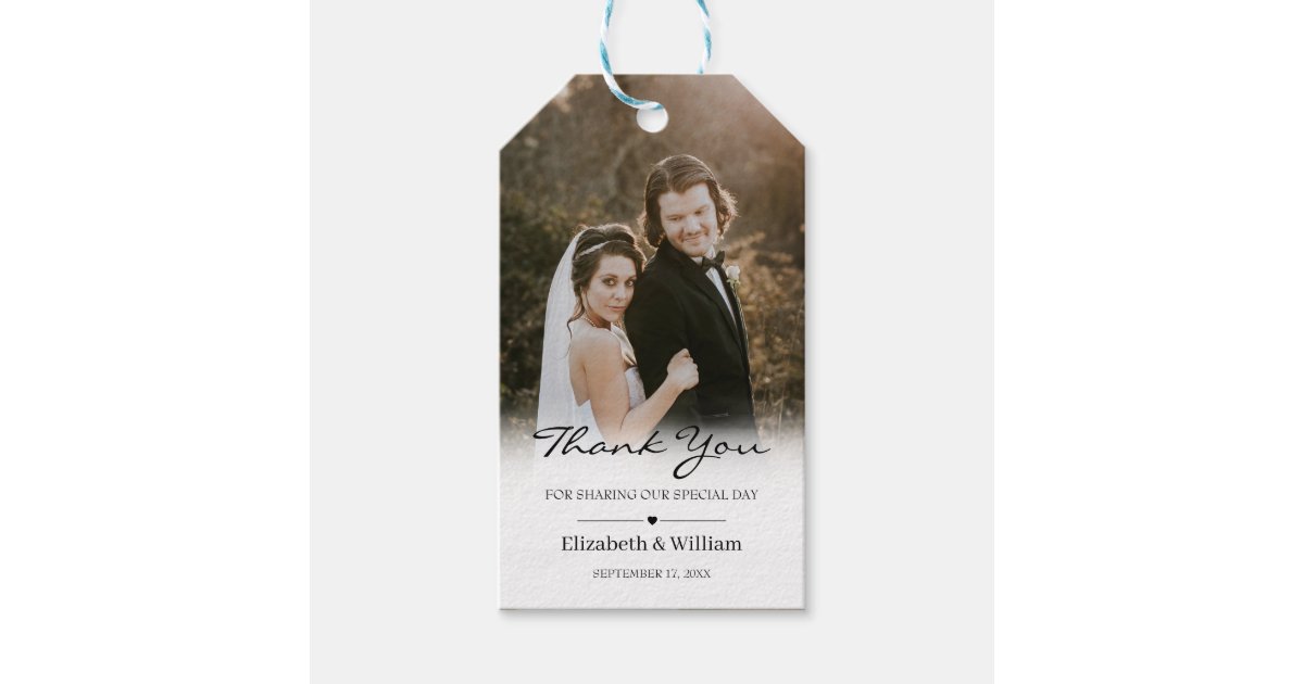 Personalized Wedding Photo Thank You Gift Tags | Zazzle