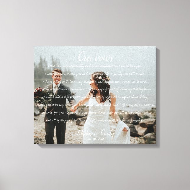 Personalized Wedding Photo & Vows Canvas Print (Front)