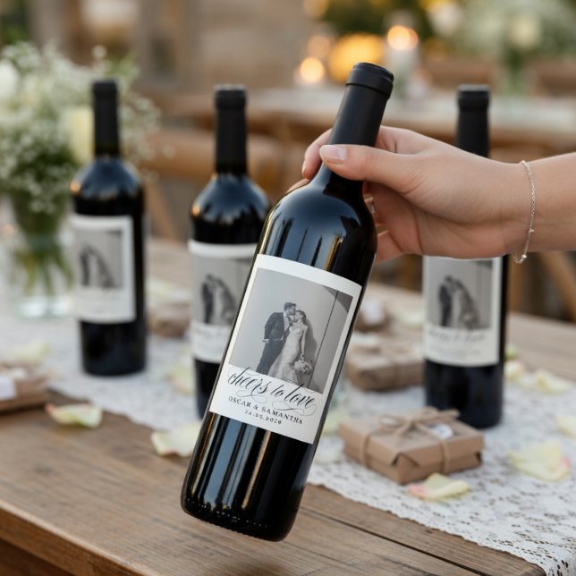Personalized Wedding Photo Wine Label Minimalist (Creator Uploaded)