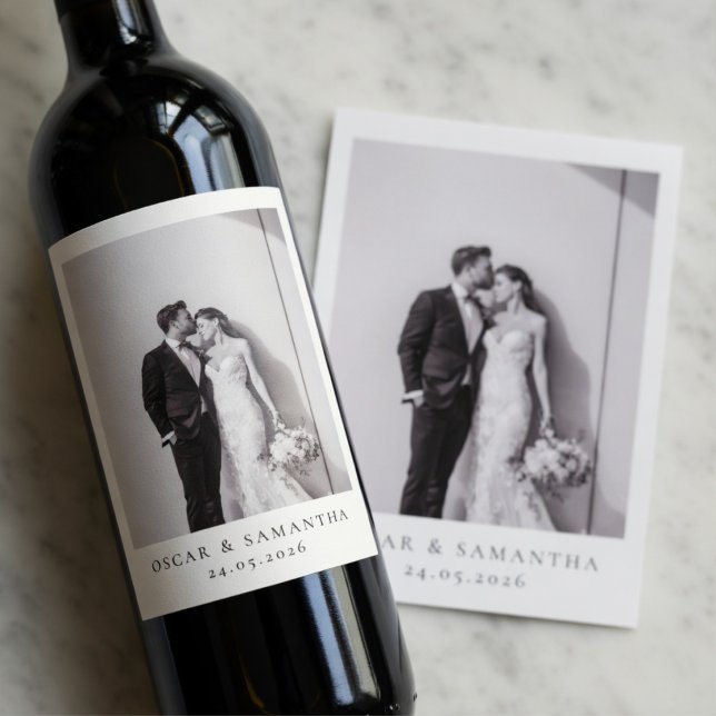 Personalized Wedding Photo Wine Label Minimalist  (Creator Uploaded)