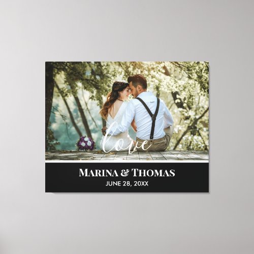 Personalized Wedding Photo With Modern Calligraph Canvas Print