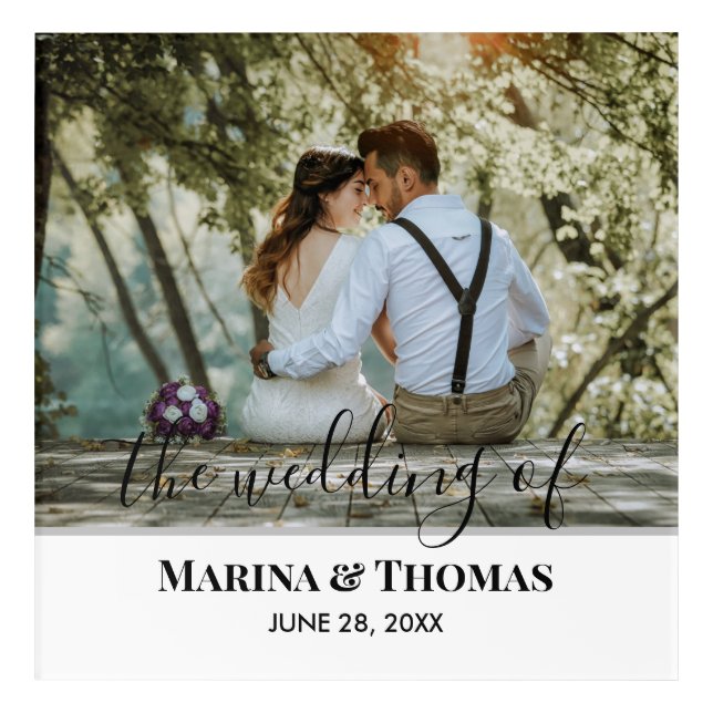 Personalized Wedding Photo With Modern Calligraphy Acrylic Print (Front)
