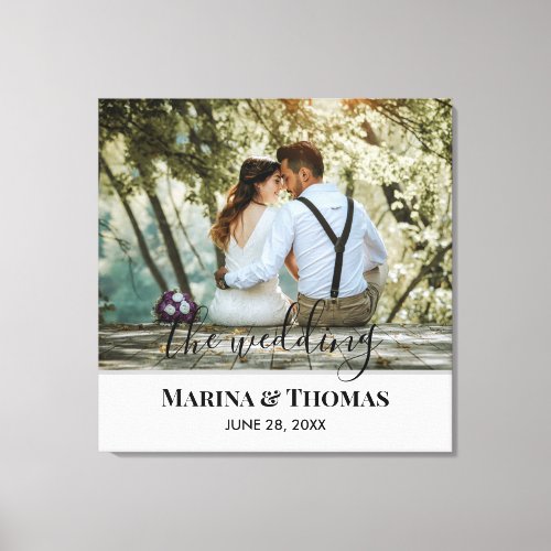 Personalized Wedding Photo With Modern Calligraphy Canvas Print
