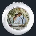 Personalized Wedding Photo With Modern Calligraphy Compact Mirror<br><div class="desc">The design has white rectangular frame on the lower side and modern calligraphy texts which can be customized to your preference. Replace the picture in the center with your own wedding photo. It will make a lovely custom made wedding favor gifts for your guests or for your own keepsake.</div>