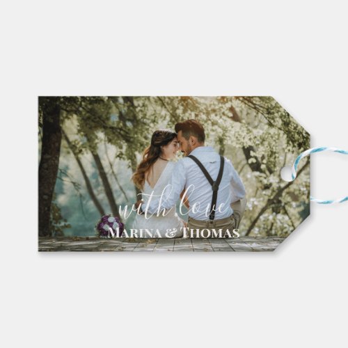 Personalized Wedding Photo With Modern Calligraphy Gift Tags