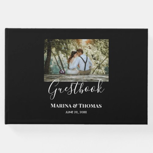 Personalized Wedding Photo With Modern Calligraphy Guest Book