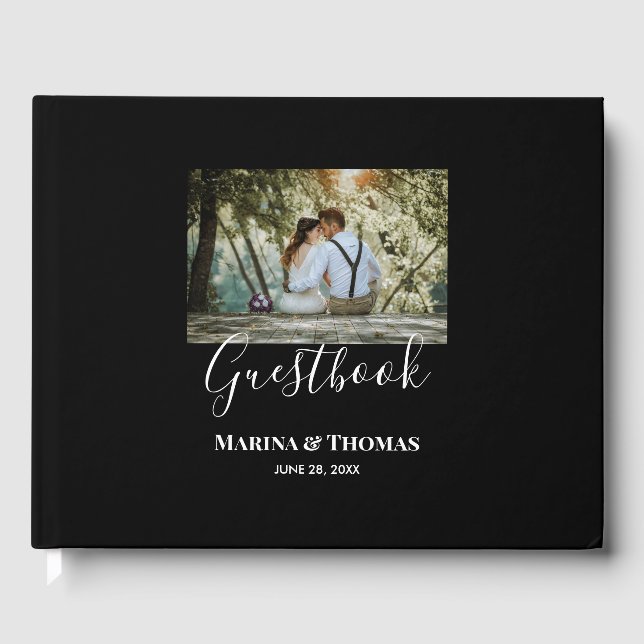 Personalized Wedding Photo With Modern Calligraphy Guest Book (Front)