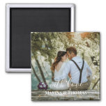 Personalized Wedding Photo With Modern Calligraphy Magnet at Zazzle