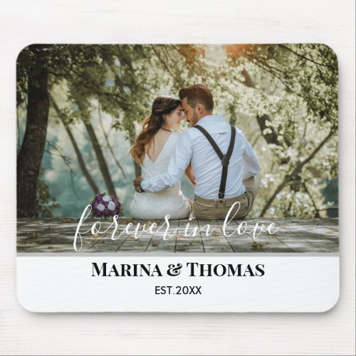 Personalized Wedding Photo With Modern Calligraphy Mouse Pad