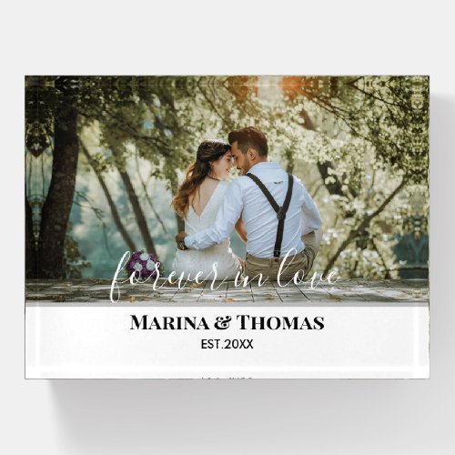 Personalized Wedding Photo With Modern Calligraphy Paperweight