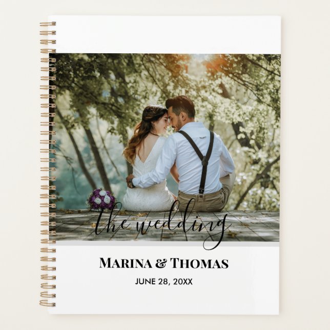 Personalized Wedding Photo With Modern Calligraphy Planner (Front)