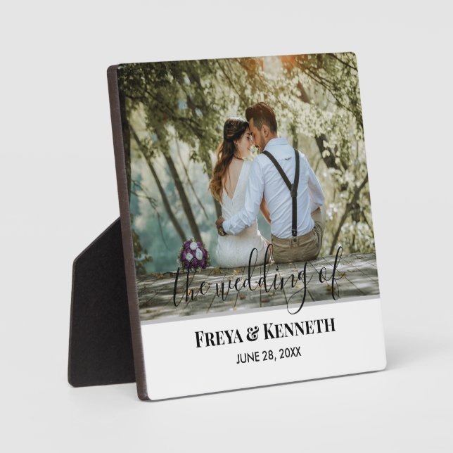 Personalized Wedding Photo With Modern Calligraphy Plaque (Front)