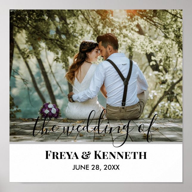 Personalized Wedding Photo With Modern Calligraphy Poster (Front)
