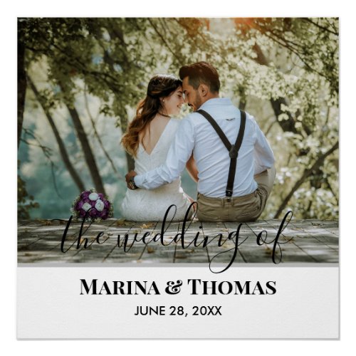 Personalized Wedding Photo With Modern Calligraphy Poster