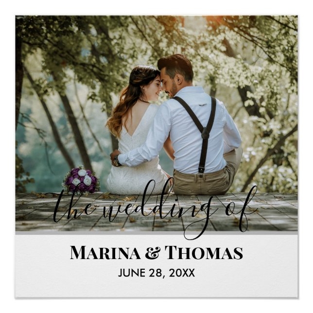 Personalized Wedding Photo With Modern Calligraphy Poster (Front)