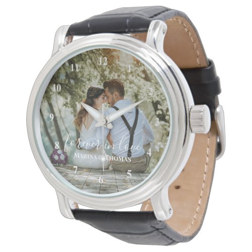 Personalized Wedding Photo With Modern Calligraphy Watch