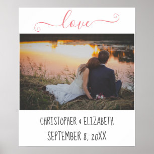 Personalized Wedding Photo with Names and Date  Poster