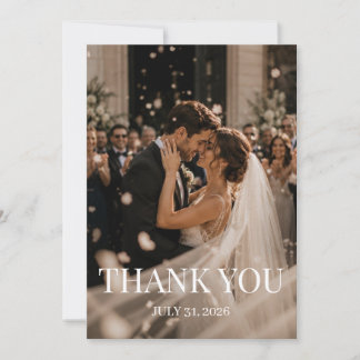 Personalized Wedding Photo With Note Thank You Card