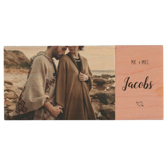 Personalized Wedding Photo Wood Flash Drive (Front)