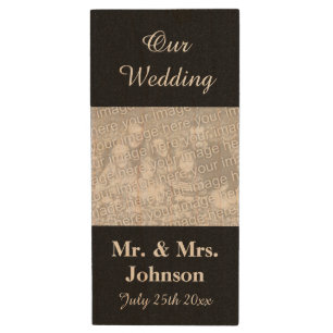 Personalized wedding photo wooden USB memory stick