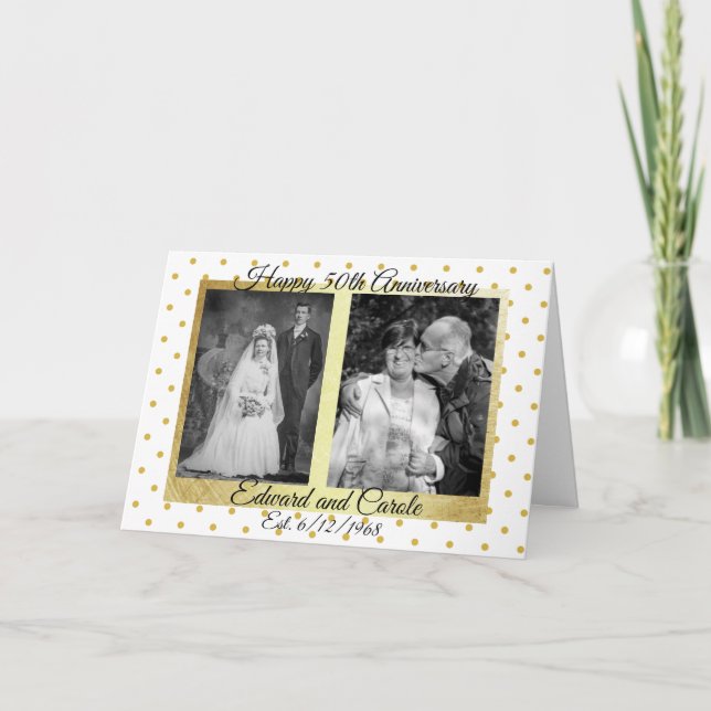Personalized Wedding Photos 50th Anniversary Card (Front)