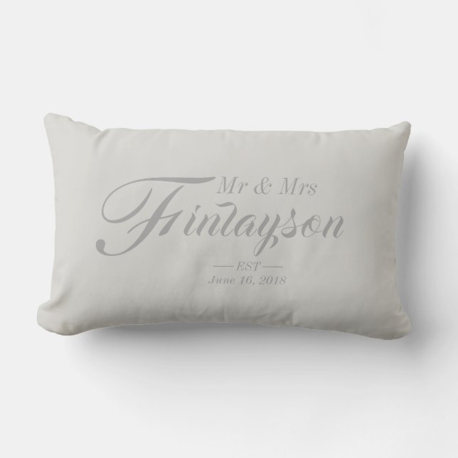 Personalized Wedding Pillow Gray (Front)