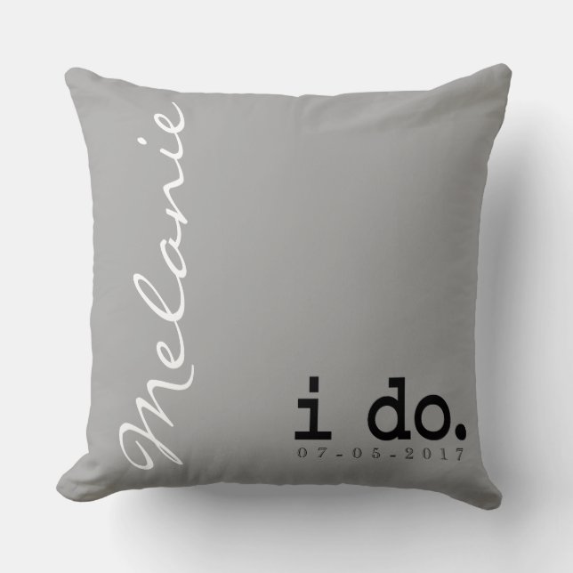 Personalized Wedding Pillow -  I do. Me too. (Front)