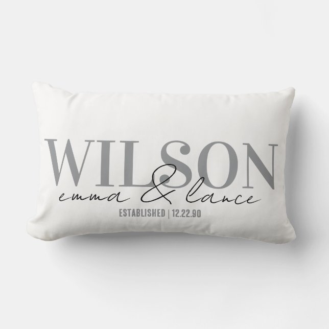 Personalized Wedding Pillow, Names & Dates  Lumbar Pillow (Front)