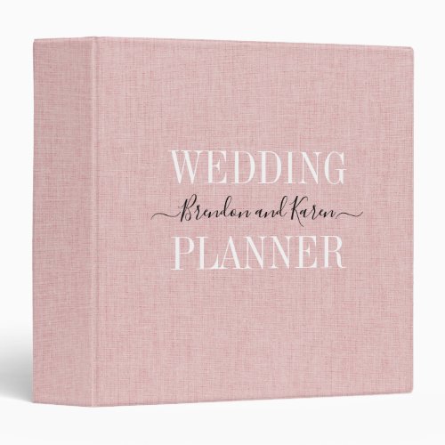 Personalized Wedding Planner Blush Pink Linen