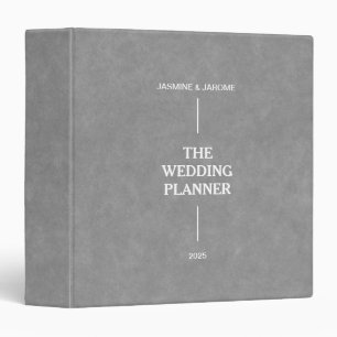 Personalized Wedding Planner Gray Velvet Look 3 Ring Binder