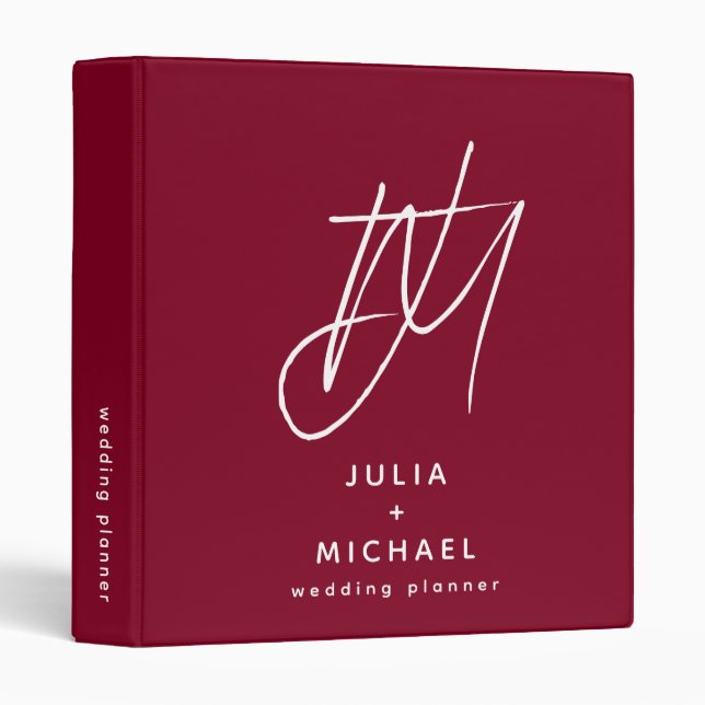 Personalized Wedding Planner Modern Minimalist 3 Ring Binder (Front/Spine)