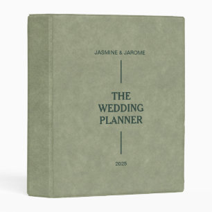 Personalized Wedding Planner Sage Leather Mini Binder