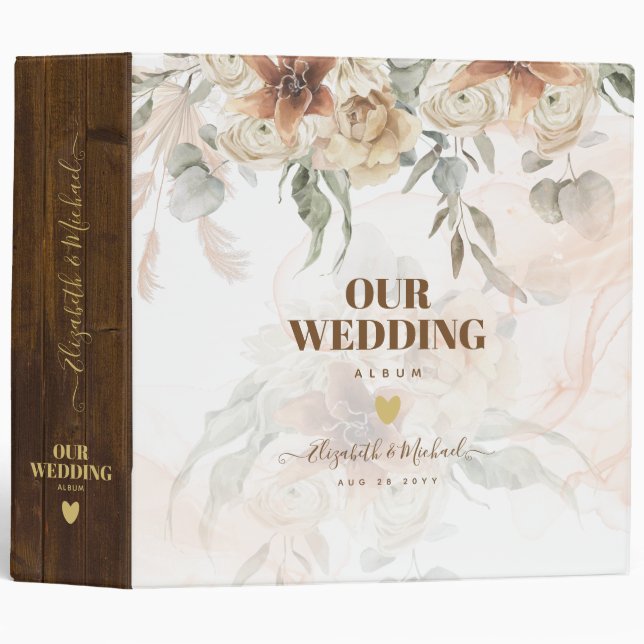 Personalized Wedding Planning Album Keepsake 3 Ring Binder (Front/Spine)