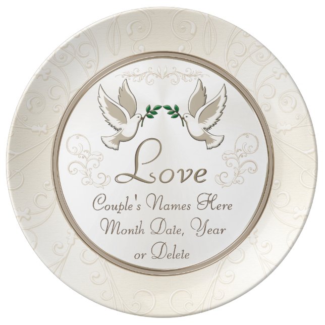 Personalized Wedding Plate Couple's Names, Date (Front)