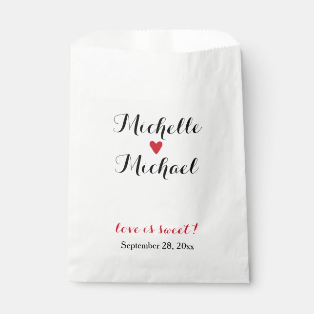 Personalized Wedding Popcorn or Candy Bar Buffet Favor Bag (Front)