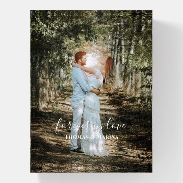 Personalized Wedding Portrait Modern Calligraphy Paperweight (Vertical)