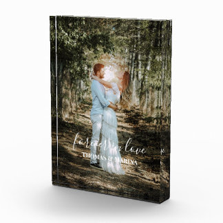 Personalized Wedding Portrait Modern Calligraphy Photo Block