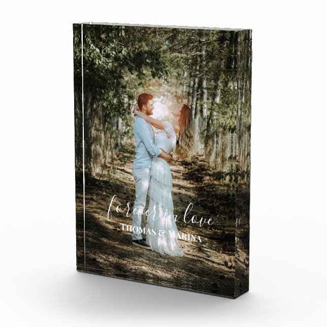 Personalized Wedding Portrait Modern Calligraphy Photo Block (Right)