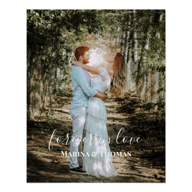 Personalized Wedding Portrait Modern Calligraphy Poster (Front)