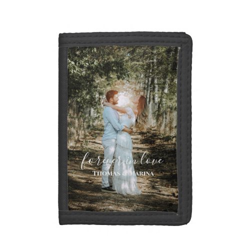 Personalized Wedding Portrait Modern Calligraphy Trifold Wallet