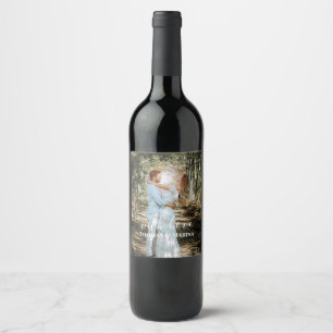 Personalized Wedding Portrait Modern Calligraphy Wine Label