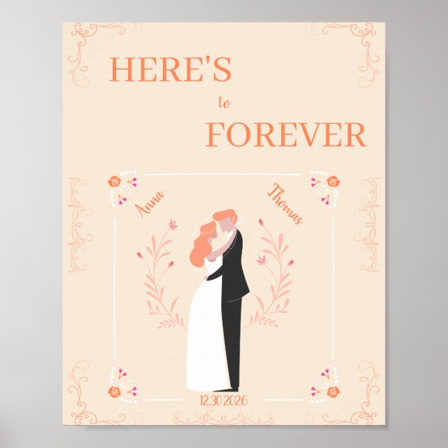 Personalized Wedding Poster – Illustrated Couple (Front)