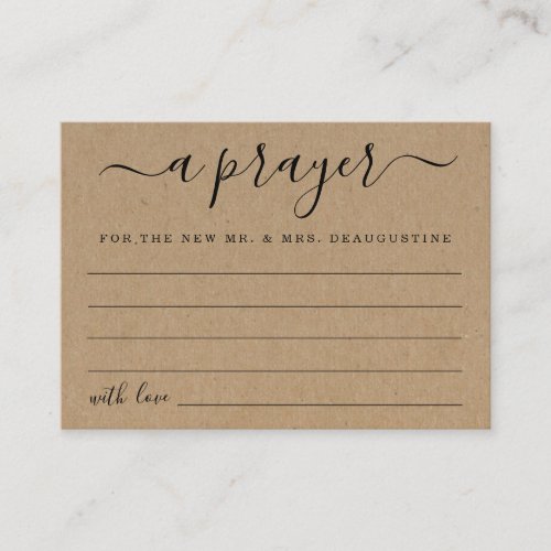 Personalized Wedding Prayer Card _ Rustic Kraft