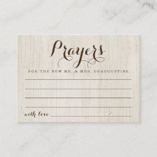 Personalized Wedding Prayer Card - Rustic Wood