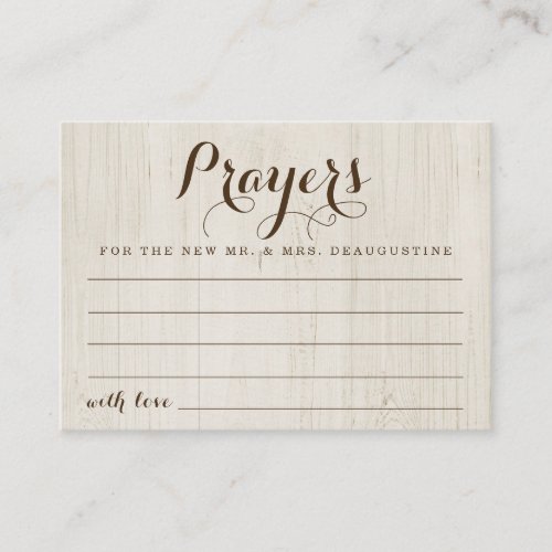 Personalized Wedding Prayer Card _ Rustic Wood