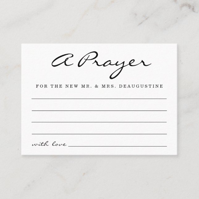 Personalized Wedding Prayer Card - Simple (Front)