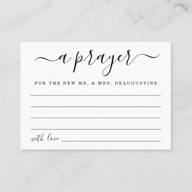 Personalized Wedding Prayer Card - Simple (Front)